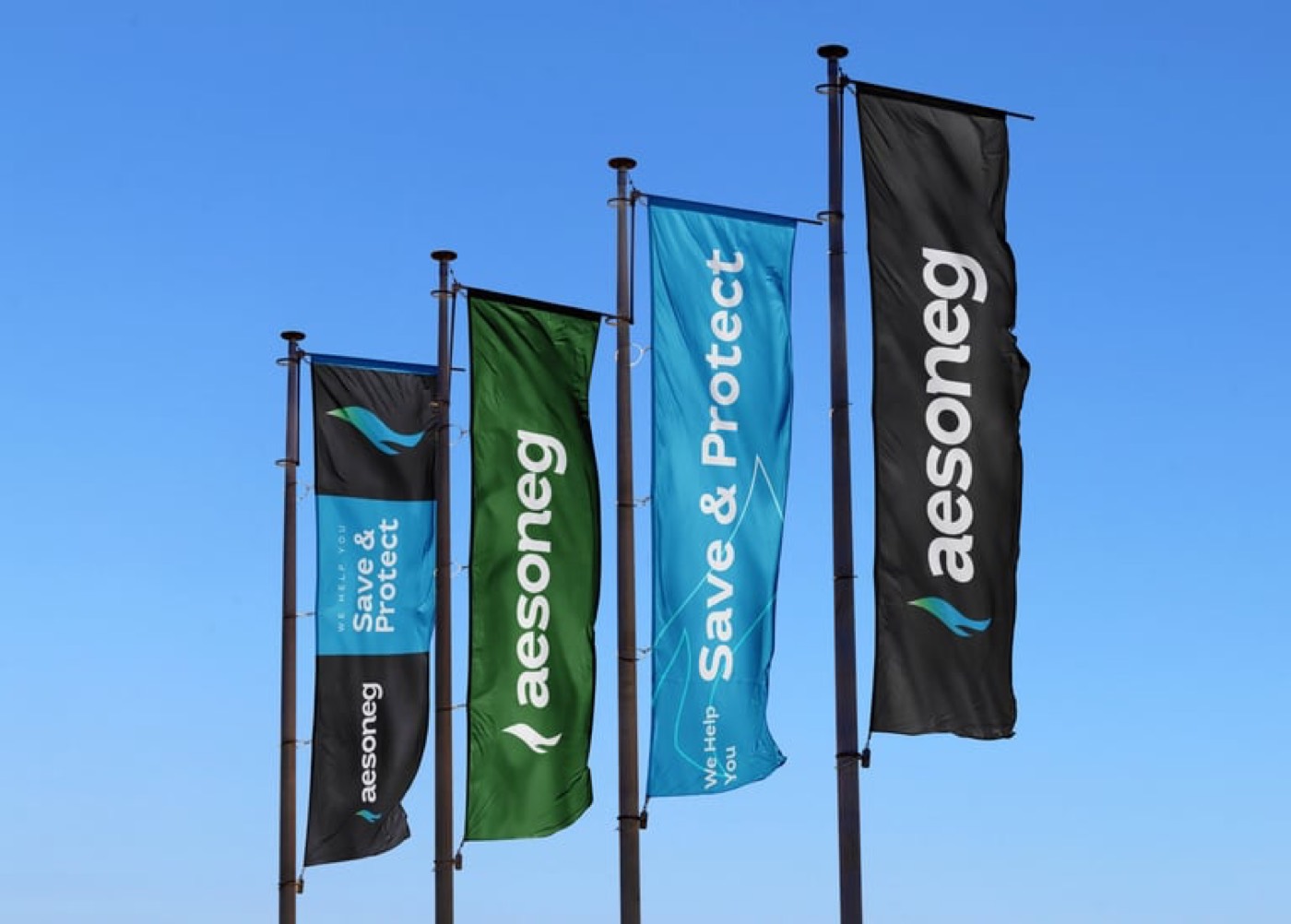Branded outdoor flags for Aesoneg