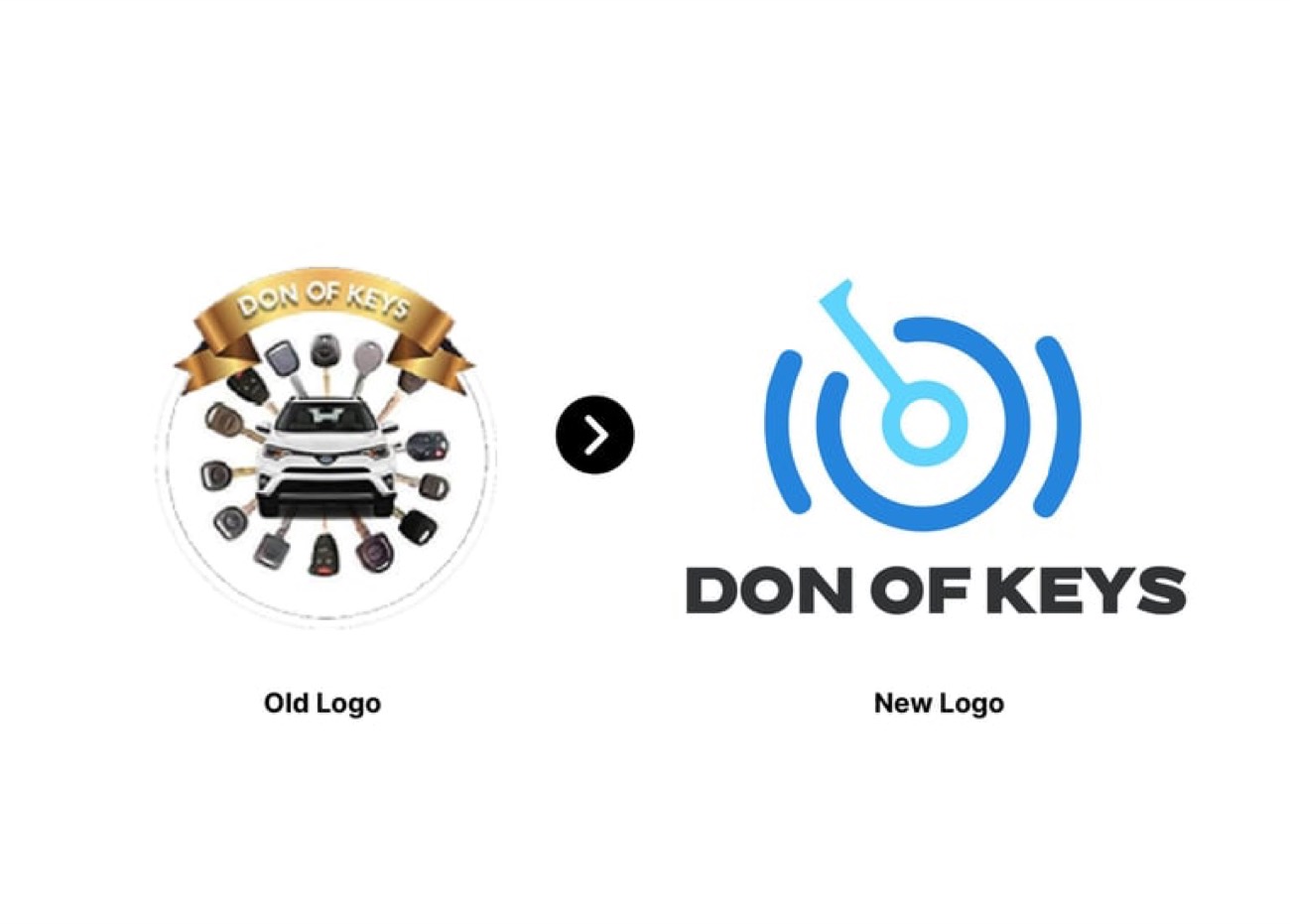 Don of Keys logo redesign, before and after